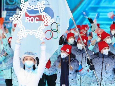 Команда Российского олимпийского комитета на открытии Олимпиады в Пекине. Фото: RTVI